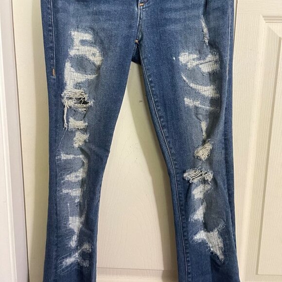 True Religion Womens Distressed Deconstructed Cora Mid Rise Straight Jeans Sz 26 - Picture 7 of 12